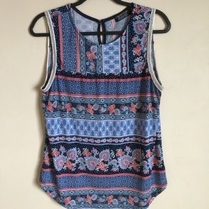 Blue multi pattern dress shirt, L